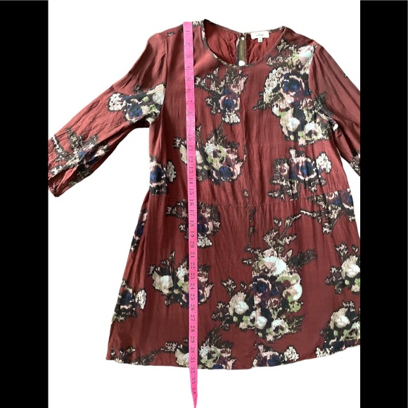 Aritzia Wilfred Crinkle Minidress Maroon Floral - Size Small - Picture 7 of 10